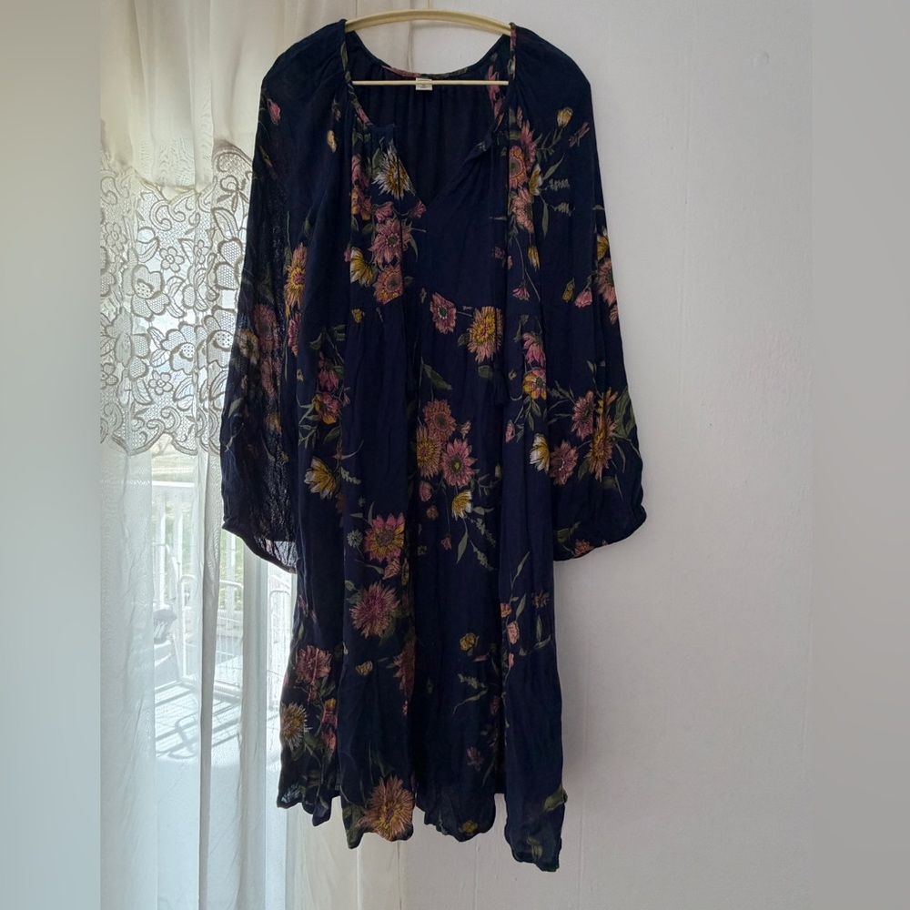 Old Navy Floral Midi Dress Pink & Yellow Blooms Size XL Whimsical Lined Feminine